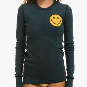 Like New Aviator Nation black Smiley 2 long sleeve Thermal